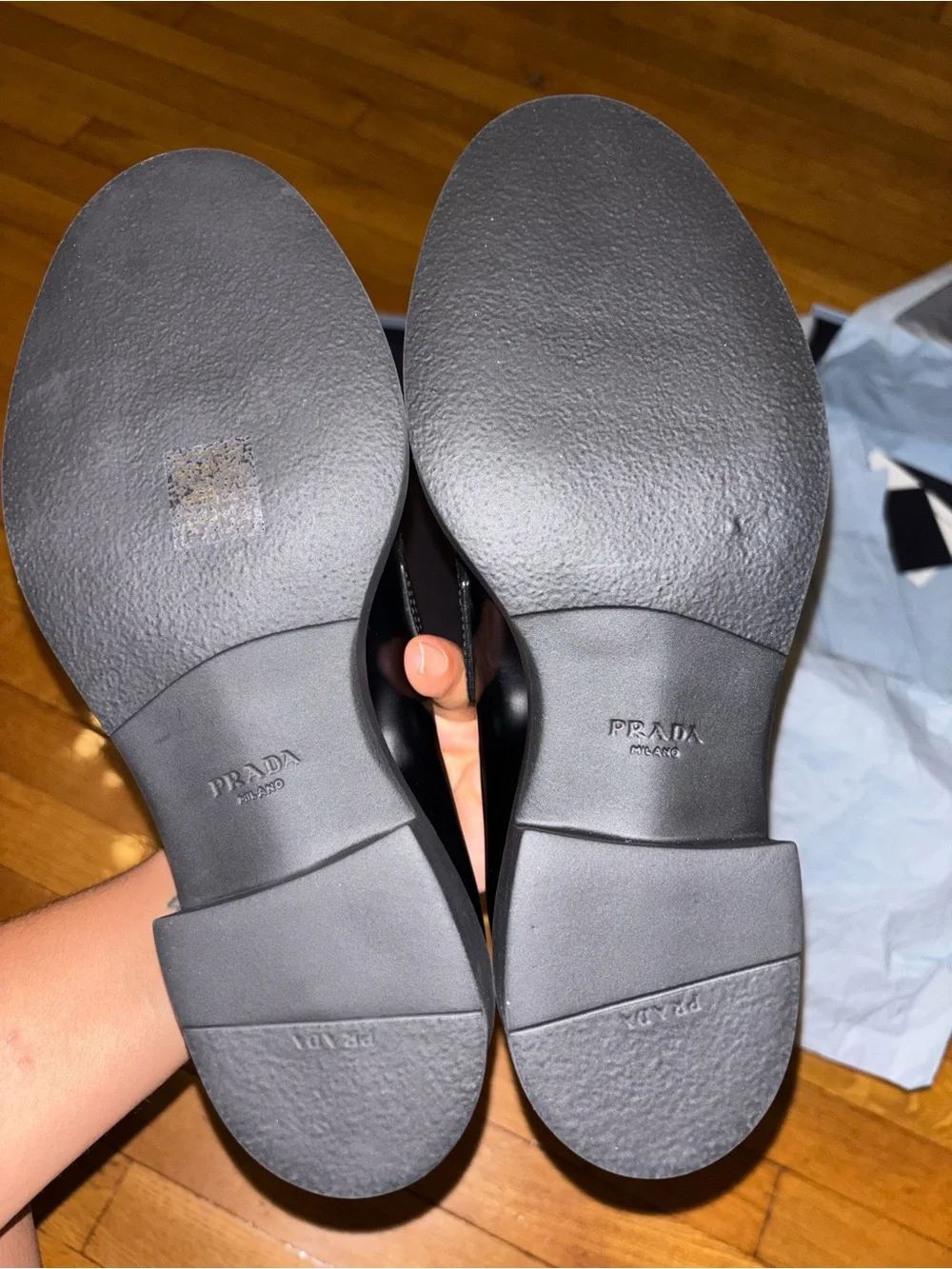 Prada black leather